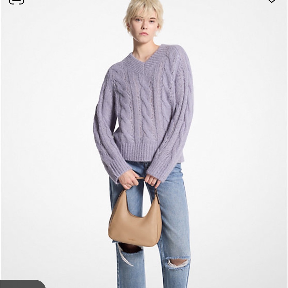 Like new Michael Kors Alpaca cable knit sweater lavender purple
